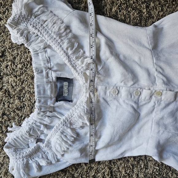 Reformation White 100% Linen front pockets Minimalistic Fringe Mini dress sz 0 - Picture 6 of 10